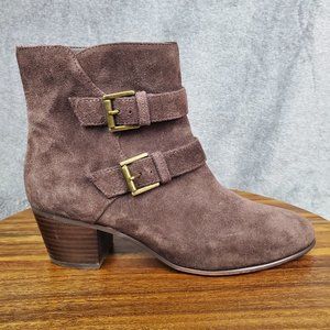 Clarks Artisan Boots Women's 8 Brown Leather Zip Up Buckle Heeled Ankle Booties